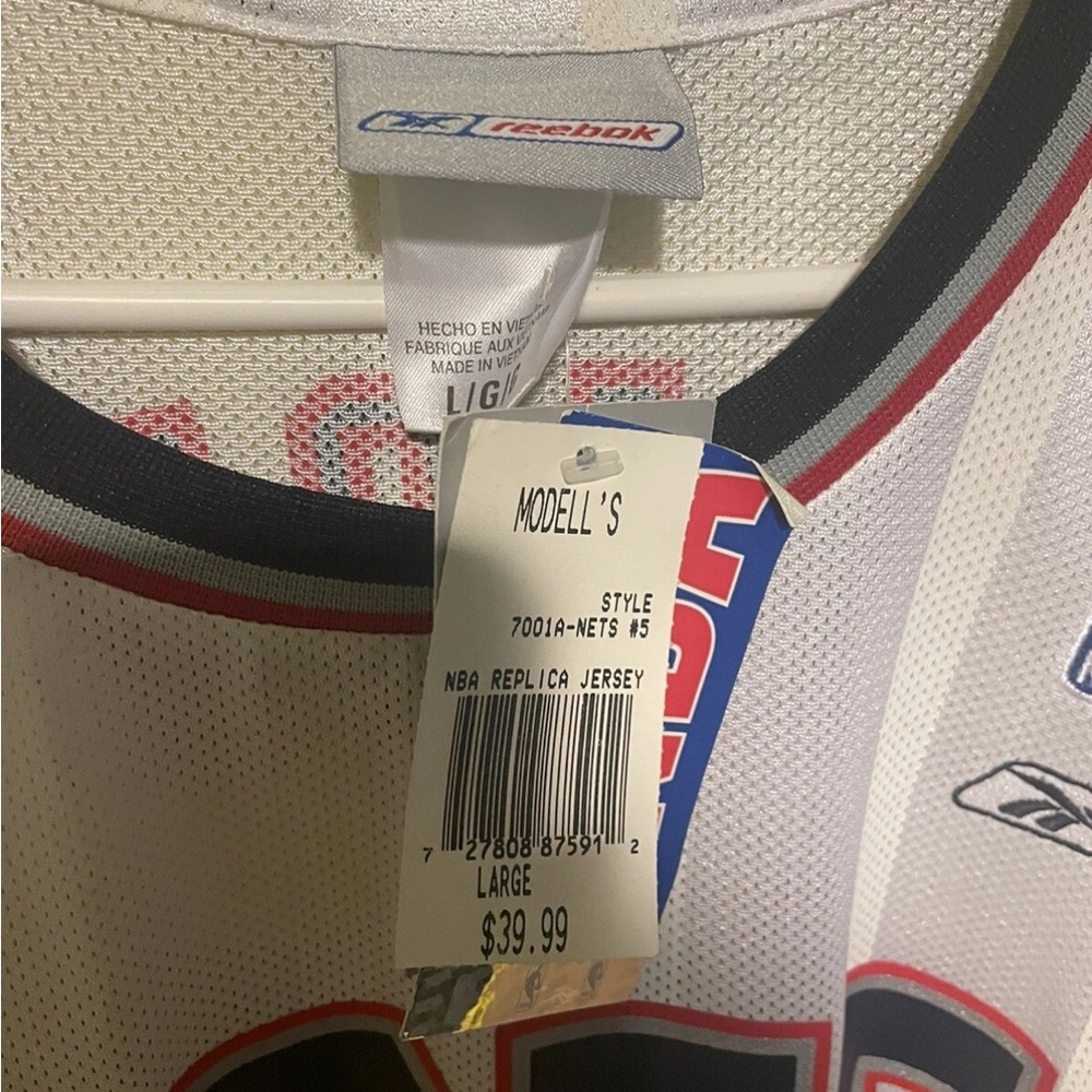 VINTAGE SIGNED REEBOK JASON KIDD WHITE NEW JERSEY NETS L DEADSTOCK - Picture 2 of 4